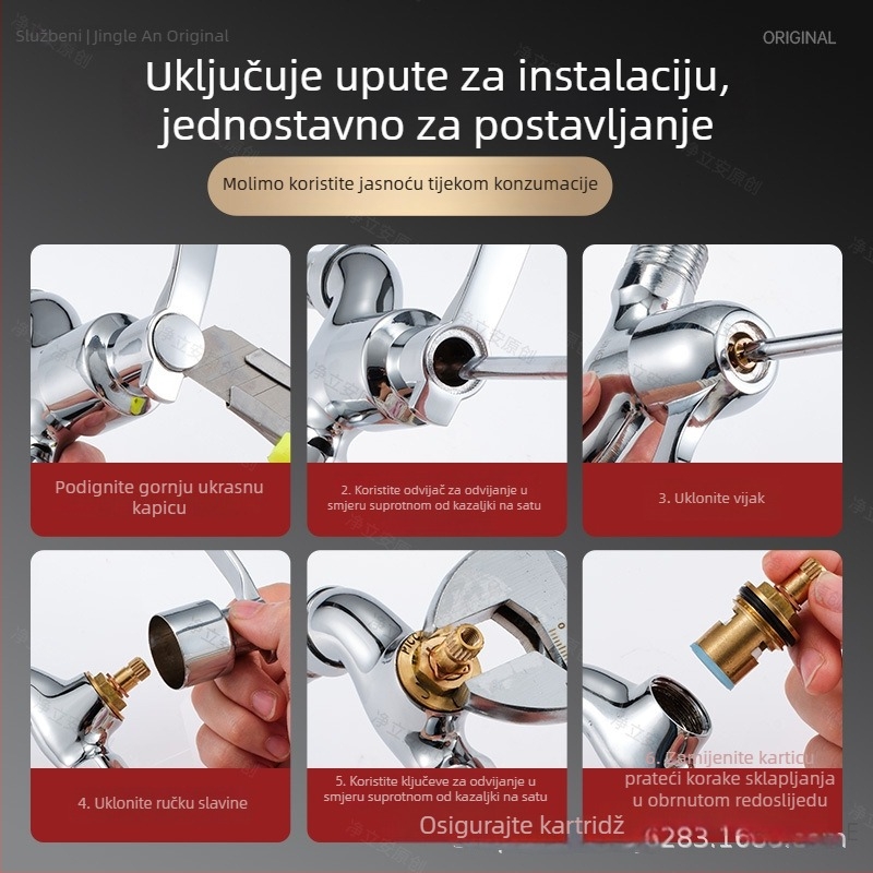 Set jezgre ventila slavine od bakra keramike, model HX-A-1266 (180° okret, maksimalna temperatura 99°C, vijek trajanja 10 godina)