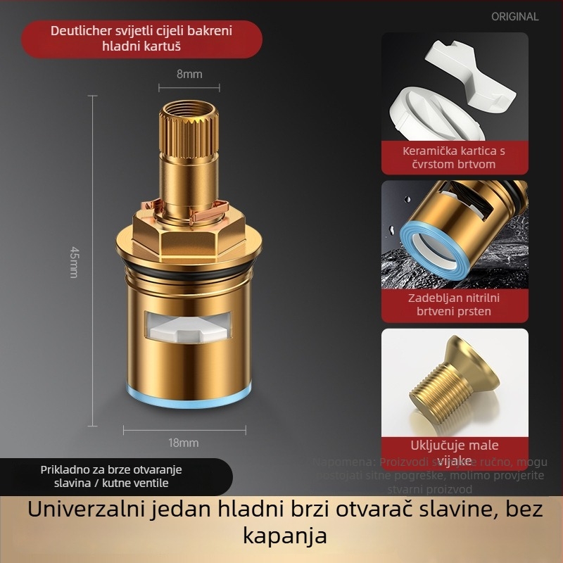 Set jezgre ventila slavine od bakra keramike, model HX-A-1266 (180° okret, maksimalna temperatura 99°C, vijek trajanja 10 godina)