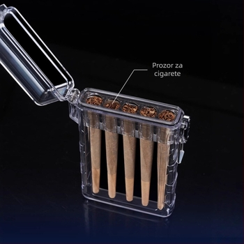 Kutija za cigarete, prozirna, vodootporna, s 5 pretinaca, plastična, prijenosna, mogućnost tiska logotipa