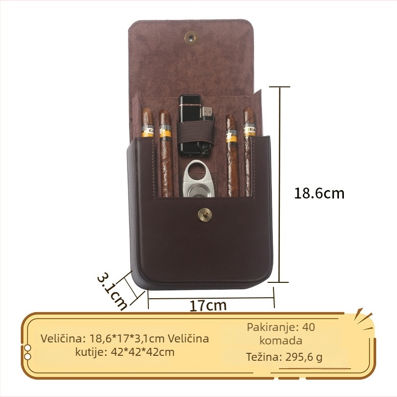 Kutija humidor za cigare – koža, nordijsko- europski stil, lagani luksuz, ručna izrada, prilagodljivo, model SMZ-103