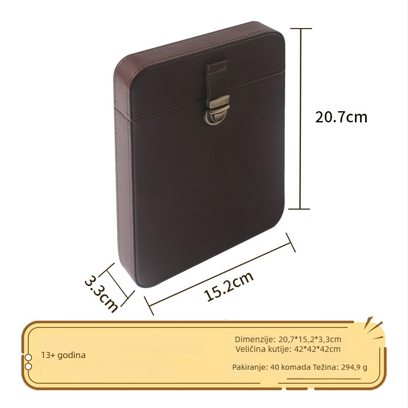 Kutija humidor za cigare – koža, nordijsko- europski stil, lagani luksuz, ručna izrada, prilagodljivo, model SMZ-103