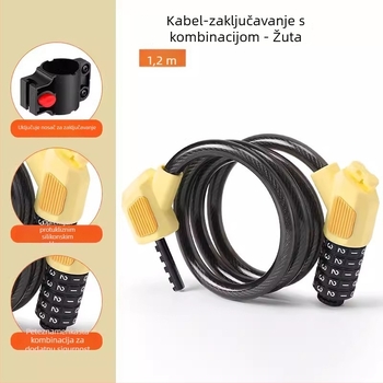 Petocifreni lokot za bicikl JOHORSE CB-11028, čelični kabel, opća namjena, težina 500 g