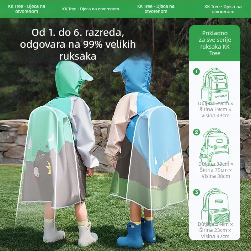 Kocotree dječji jednodijelni kišni kaput – crtani stil, poliester tkanina, vodootporni sloj