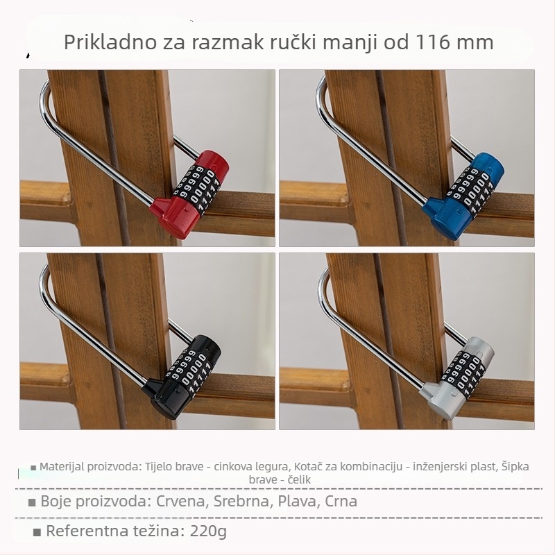 Drška za ormarske vrata s numeričkim kodom zaključavanja | model JL-115, materijal: cinkov spoj + PC, debljina zaključnog štapa 7 mm, rastojanje zaključnih štapova 43 mm, tip: brojke, stil: moderan jednostavno