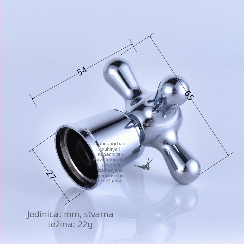 Ručka ventila slavine s kutom — plastična, jednostruka spojna konstrukcija, moderni minimalistički stil, prilagodljiva obrada