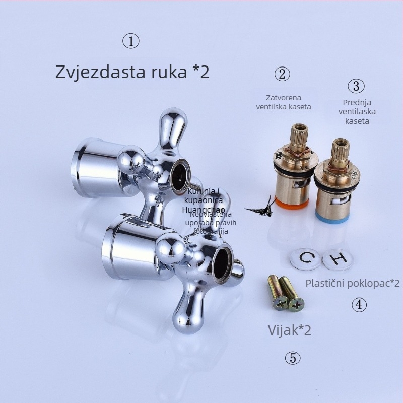 Ručka ventila slavine s kutom — plastična, jednostruka spojna konstrukcija, moderni minimalistički stil, prilagodljiva obrada