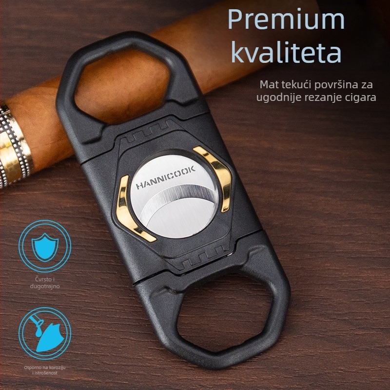 2-u-1 rezač cigara s držačem, ručna izrada, plastika, lasersko/elektroplatni završni sloj, brend HANNICOOK HCJ-017