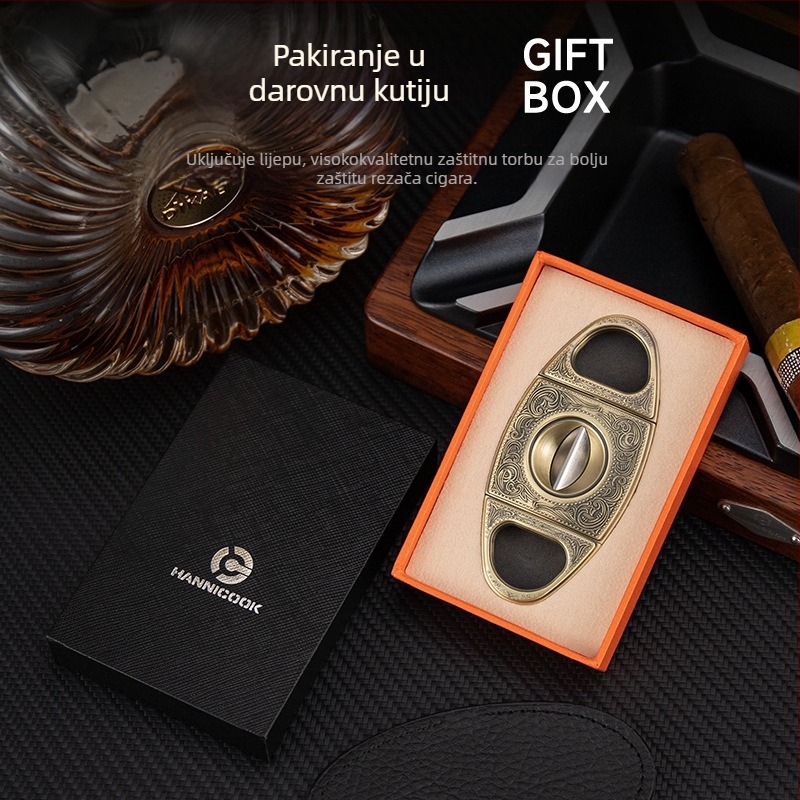 HANNICOOK Škare za cigarete, V-oblik dizajn, cinkova legura, gravirana površina, retro stil
