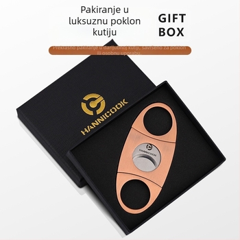 HANNICOOK Škare za cigare s dvostrukim oštricama, nehrđajući čelik, površinska obrada žicom, ručno upravljanje