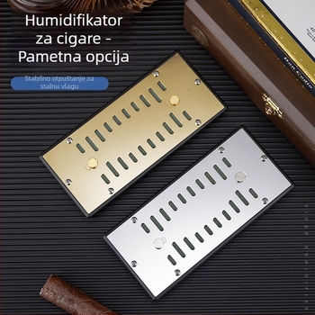 Humidifikator za cigare i čaj, pravokutna kutija s metalnim poklopcem i prekidačem; materijal: plastika + nehrđajući čelik