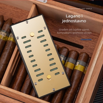 Humidifikator za cigare i čaj, pravokutna kutija s metalnim poklopcem i prekidačem; materijal: plastika + nehrđajući čelik