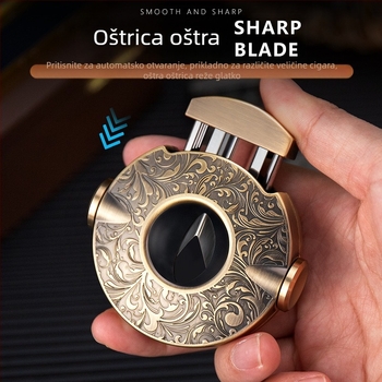 HANNICOOK Škare za cigare - Tri u jedne: V-oblik oštrica od cinkove legure i nehrđajućeg čelika, škarice za cigare, poluautomatski perforator, prilagodljivo