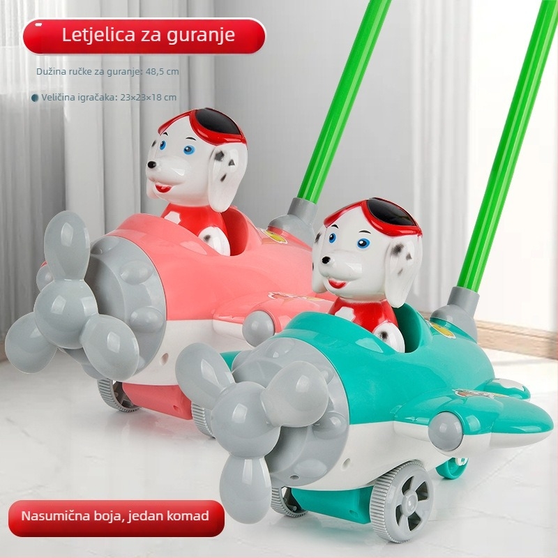 CL Igračka za guranje za djecu 0–3 godine, crtana patka sa zvukom – od plastike, razvija puzanje, hvatanje, osjetilnost i koordinaciju ruka-oca