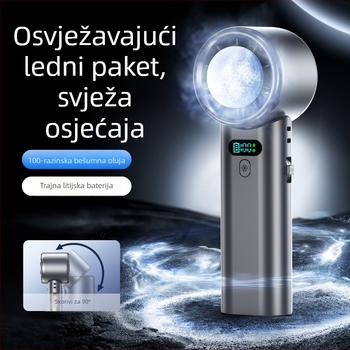 Ručni prijenosni ventilator za vanjsku upotrebu s ledenim pokrovom, USB punjenje, sklopivi viseći dizajn, 100 brzina, ugrađena baterija 4000–6000 mAh