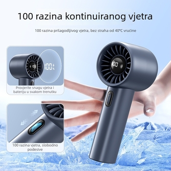 Ručni ventilator s digitalnim zaslonom, neprekidna regulacija brzine, ugrađena baterija i motor bez četkica