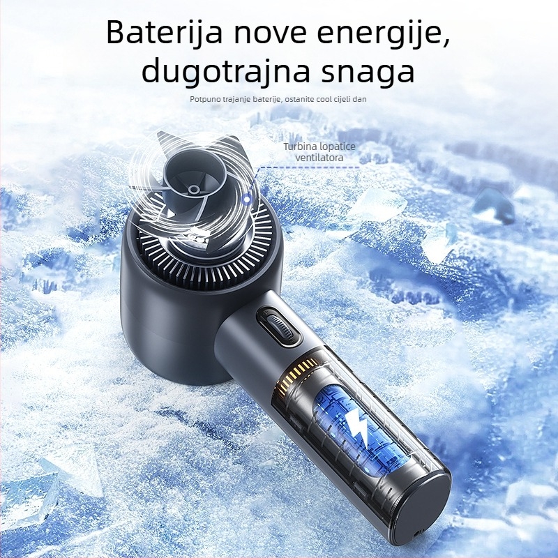 Ručni ventilator s digitalnim zaslonom, neprekidna regulacija brzine, ugrađena baterija i motor bez četkica