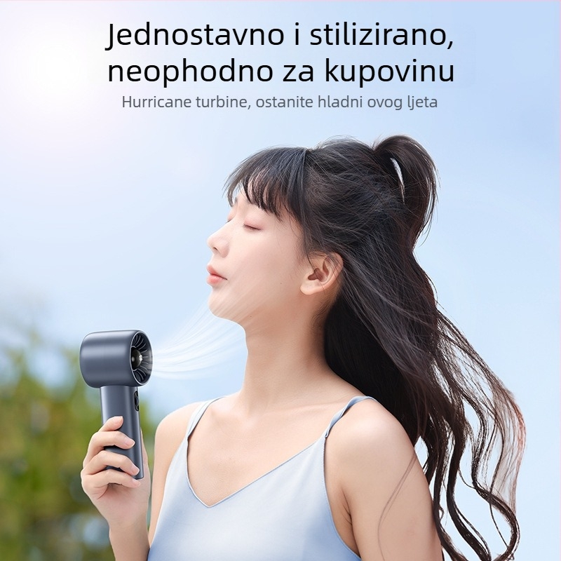 Ručni ventilator s digitalnim zaslonom, neprekidna regulacija brzine, ugrađena baterija i motor bez četkica