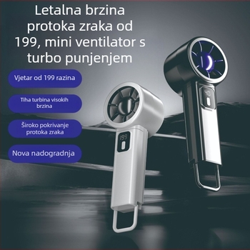 USB sklopivi stolni ventilator s ugrađenom baterijom 1000–1200mAh, 6+ brzina, 5V 4,5W, buka 36–45 dB