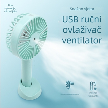 Ručni USB ventilator s raspršivačem vode – 3 brzine, brushless motor, baterija koja se može izvaditi 1000–1200mAh
