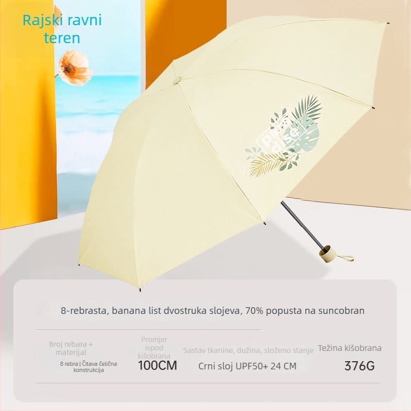 Heavenly kišobran za sunce i kišu s dvostrukim slojem, UPF 50+ UV zaštita, 8 rebara čeličnog okvira i središnji štap, ručno otvaranje i zatvaranje, 210T poliesterska tkanina