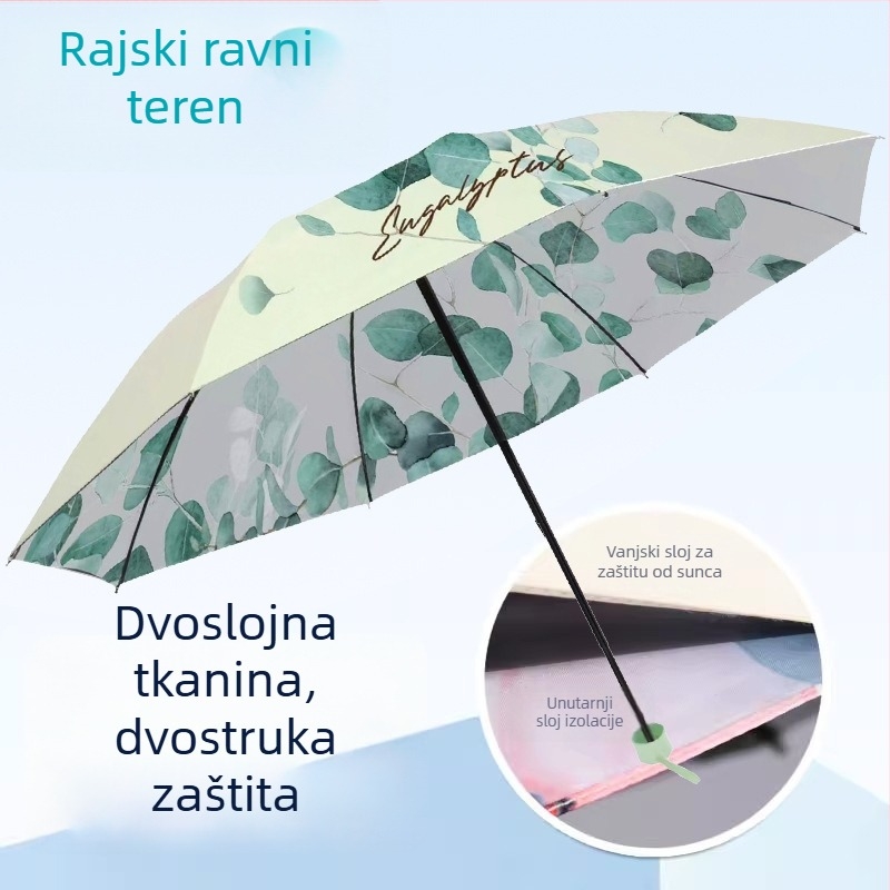 Heavenly kišobran za sunce i kišu s dvostrukim slojem, UPF 50+ UV zaštita, 8 rebara čeličnog okvira i središnji štap, ručno otvaranje i zatvaranje, 210T poliesterska tkanina