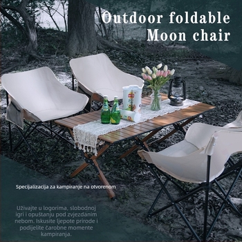 Moon Chair za kampiranje, sklopivi stolac s metalnim okvirom i PE/PVC sjedištem, Dacheng