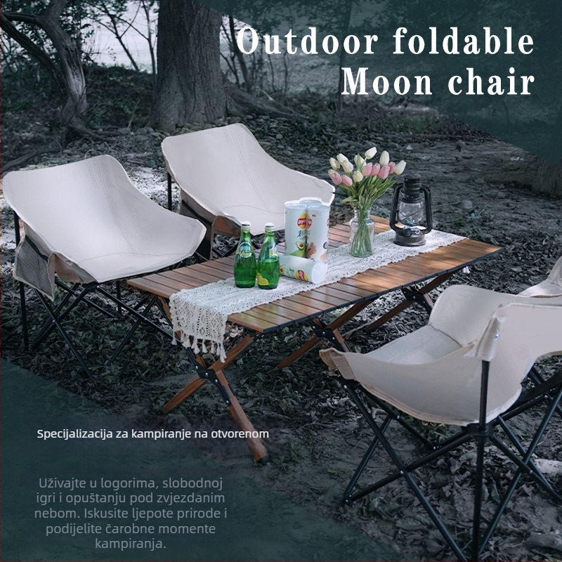 Moon Chair za kampiranje, sklopivi stolac s metalnim okvirom i PE/PVC sjedištem, Dacheng
