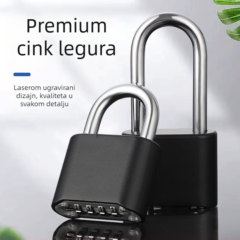 Kombinacijski katanc s digitalnim kodom, vodootporan, od cinkove legure; debljina zaključnog štapa 8 mm, razmak šipki 25,5 mm; pogodan za prtljagu, teretanu i ormar.