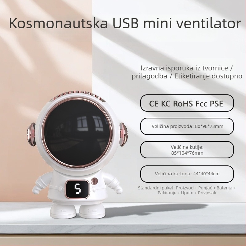 Ventilator oko vrata – mini ventilator s prilagođenim logom i crtić dizajnom, USB punjenje, 5V 4.5W, 5 brzina, ugrađena baterija 800–1000 mAh