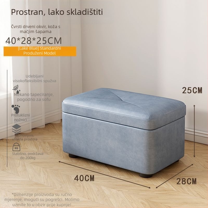 Sklopivi stočić za cipele, kožna površina, pravokutni oblik, konstrukcija od fibreboarda, nosivost 150 kg, kapacitet 12 L