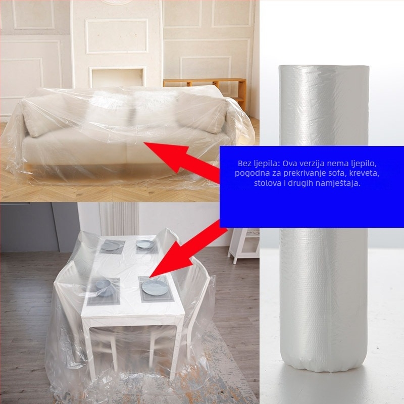 Roll-up zaštitni plastični maskirajući film za namještaj i sofe – PE polietilen, otporan na prašinu i boju, kućna upotreba