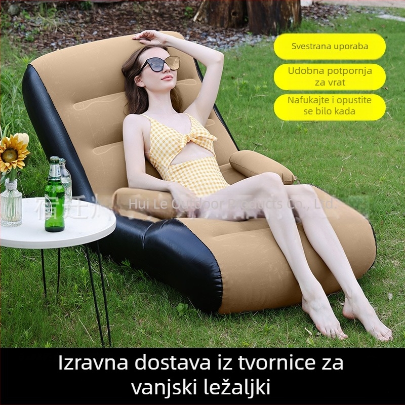 S oblikovani napuhljivi kauč za jednu osobu – PVC, 2.1 kg, prijenosni sklopivi ležaljka s pumpom za zrak