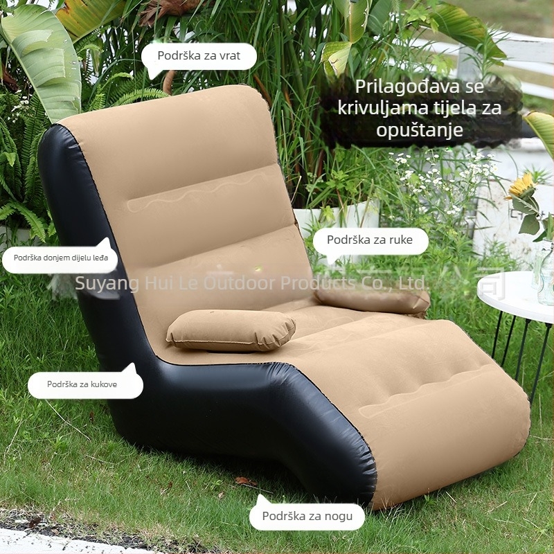 S oblikovani napuhljivi kauč za jednu osobu – PVC, 2.1 kg, prijenosni sklopivi ležaljka s pumpom za zrak