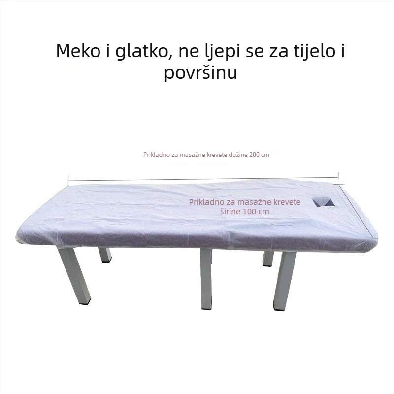 Jednokratno platno za masažni stol s otvorom za lice, prozračna netkasta tkanina, otporna na ulja i prljavštinu, zgusnuta