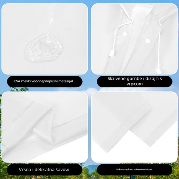 TPU kišobran pončo za odrasle, dugi jednodelni dizajn, višekratna uporaba, za planinarenje, debljina tkanine 0.18 mm