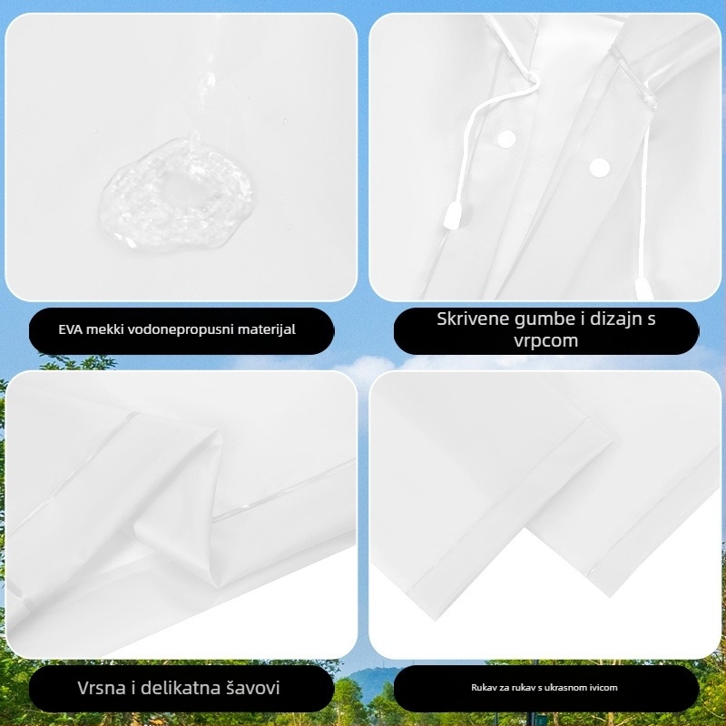 TPU kišobran pončo za odrasle, dugi jednodelni dizajn, višekratna uporaba, za planinarenje, debljina tkanine 0.18 mm