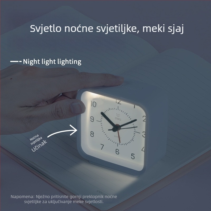 Deli 8851 alarmni sat s LCD zaslonom i analognim pokazateljem — 24-satno vrijeme, napajanje baterijom, Seagull mehanizam, debljina 10 mm