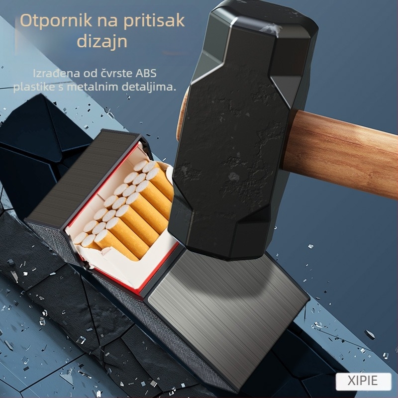 Aluminijska kutija za cigarete, kapacitet 20 cigareta, preklopni poklop, ponovno upotrebljiva, prilagođeni logotip – Suction Pie, minimalisticki stil