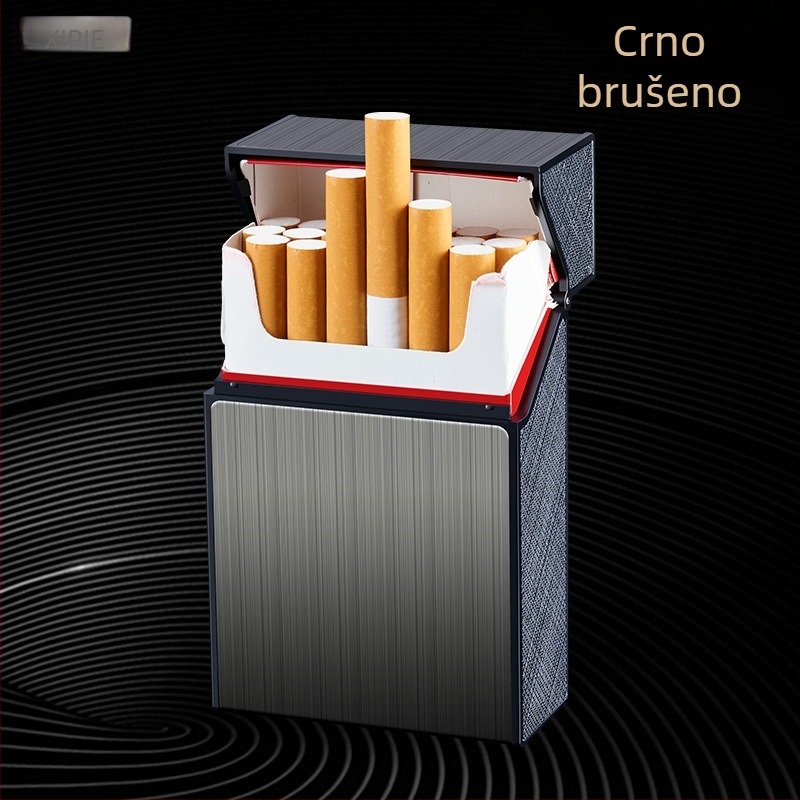 Aluminijska kutija za cigarete, kapacitet 20 cigareta, preklopni poklop, ponovno upotrebljiva, prilagođeni logotip – Suction Pie, minimalisticki stil