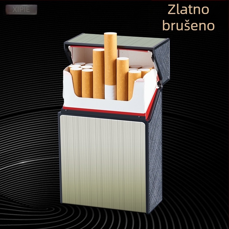 Aluminijska kutija za cigarete, kapacitet 20 cigareta, preklopni poklop, ponovno upotrebljiva, prilagođeni logotip – Suction Pie, minimalisticki stil