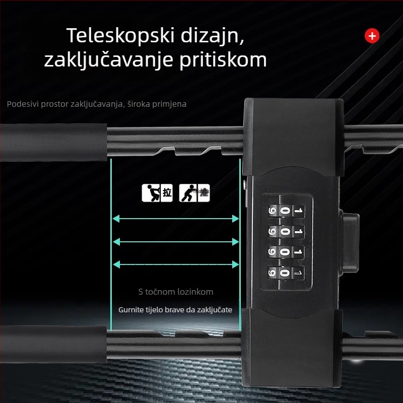 Brava s kodom za staklena vrata, vodootporna i otporna na hrđu, brava u obliku U, kućni set brave