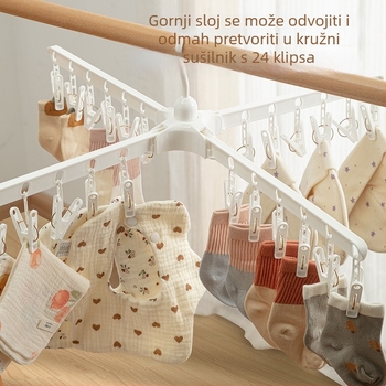 Dječji stalak za sušenje odjeće, podni, mobilni, kružnog klip dizajna, plastični