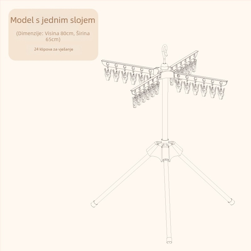 Dječji stalak za sušenje odjeće, podni, mobilni, kružnog klip dizajna, plastični