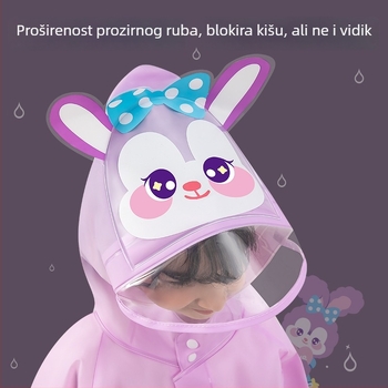 Dječje EVA kišno pončo s karikaturnim dizajnom, EVA tkanina 0,15 mm, reflektirajuća traka, kopča s klikom