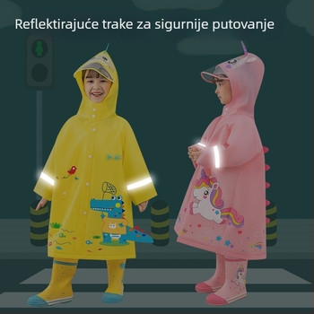 Dječje EVA kišno pončo s karikaturnim dizajnom, EVA tkanina 0,15 mm, reflektirajuća traka, kopča s klikom