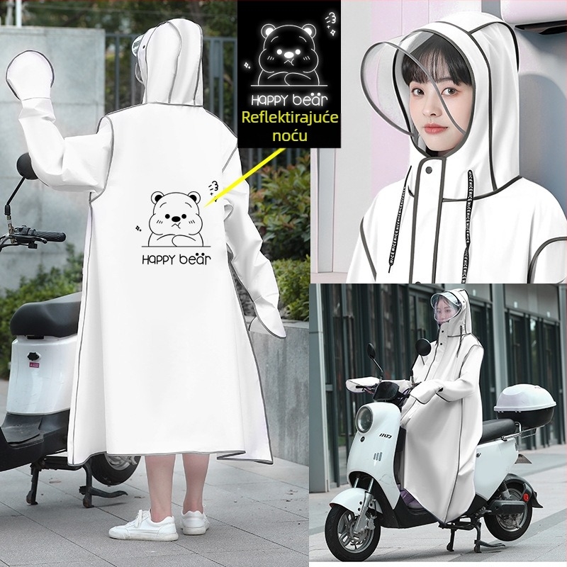 PONČO za odrasle za motocikl/električni skuter, EVA tkanina, potpuno pokriće, dugi dizajn, unisex