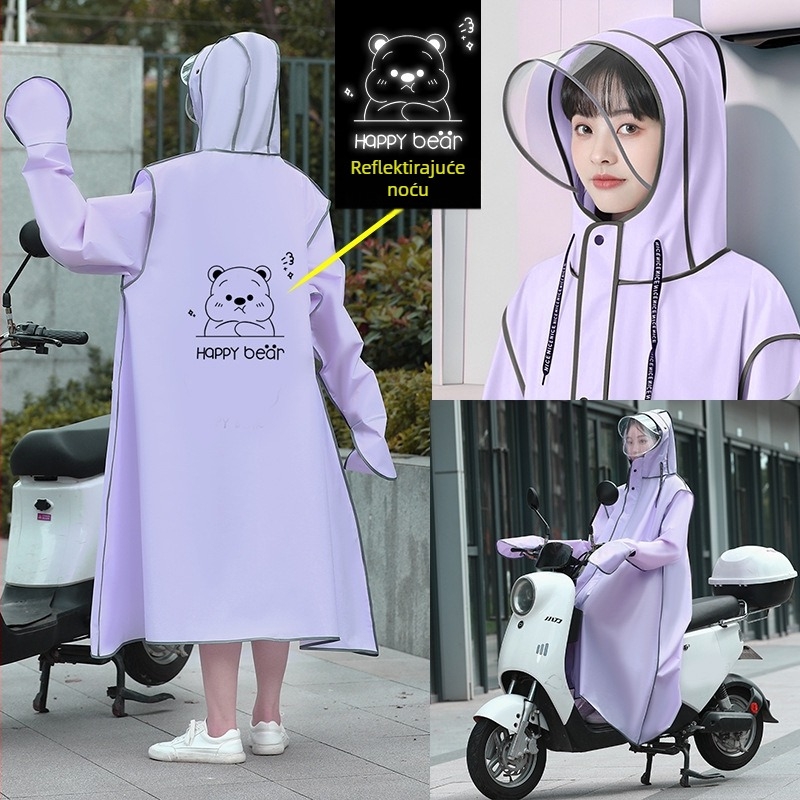 PONČO za odrasle za motocikl/električni skuter, EVA tkanina, potpuno pokriće, dugi dizajn, unisex