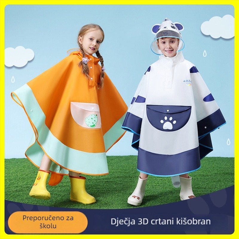 Dječji EVA vodootporni kaban pončo u mantijskom stilu, s prostorom za ruksak
