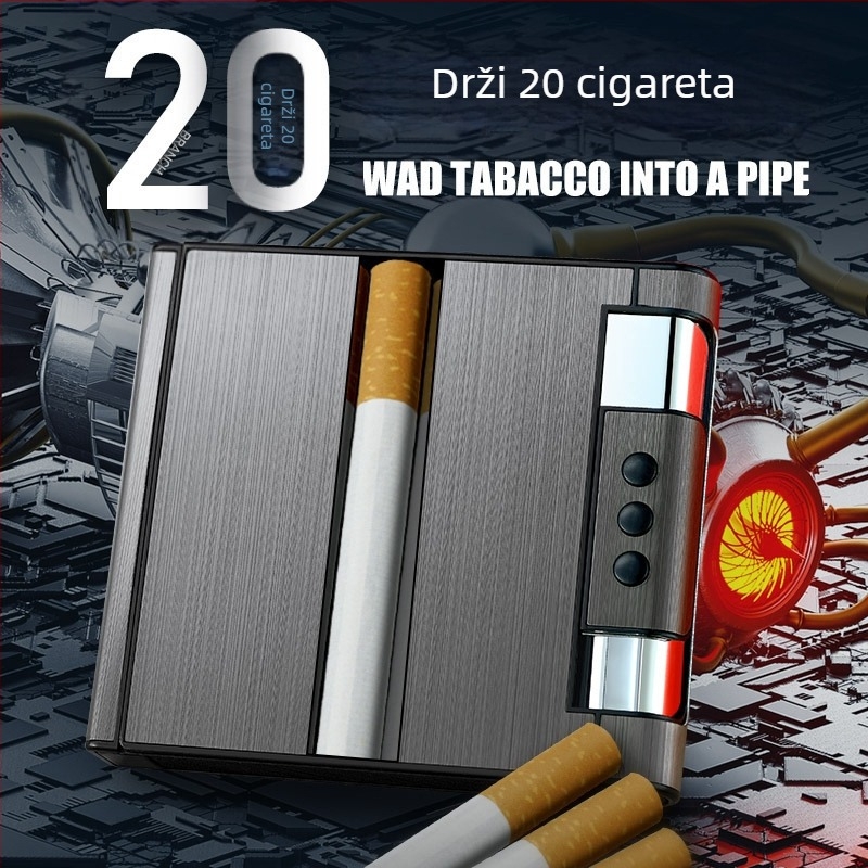 Aluminijska USB punjiva zapaljka za cigarete s integriranim kućištem, višekratna upotreba, moguć ispis logotipa, stil svijetlog luksuza – Water Ice, kutija 100 kom