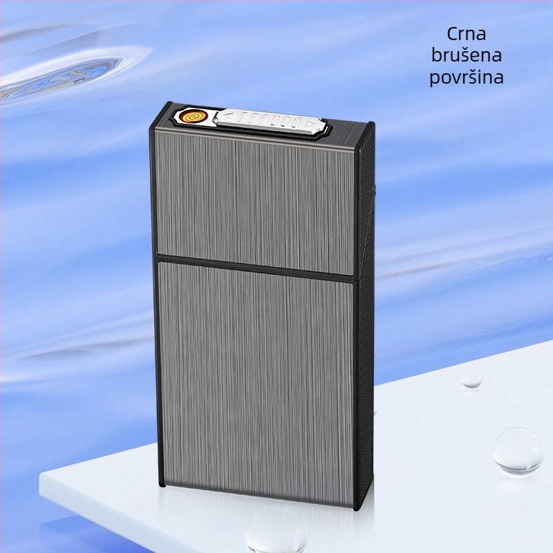 Aluminijska kutija za cigarete s integriranim punjivim upaljačem, moderni minimalistički stil, prilagodljivo graviranje/logotip, idealan poklon za rođendane, useljenje ili poslovne darove